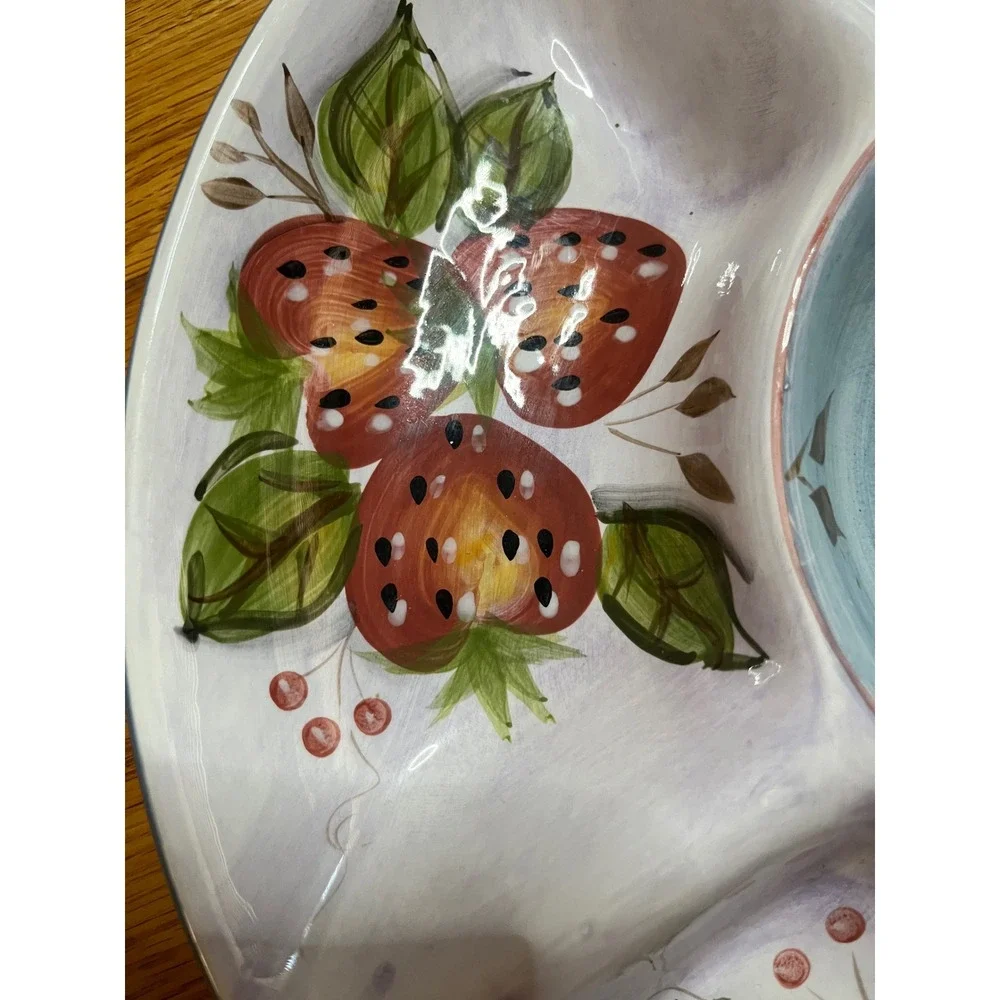 Heritage Mint Black Forest Fruits Chip Dip Server Round Ceramic Fruit Platter